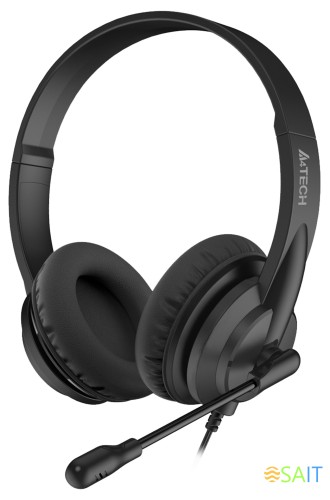 Наушники с микрофоном A4Tech HS-10 черный/белый 2м накладные оголовье (HS-10/3.5MM PLUG/BLACK)