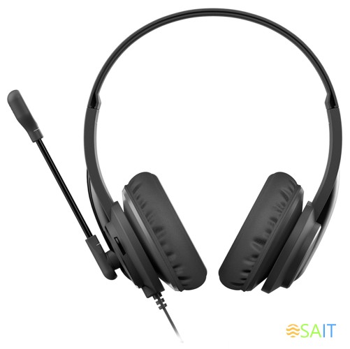 Наушники с микрофоном A4Tech HS-10 черный/белый 2м накладные оголовье (HS-10/3.5MM PLUG/BLACK)