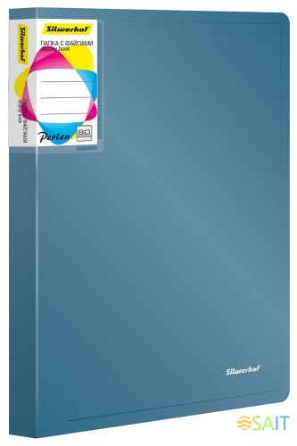 Папка с 80 прозр.вклад. Silwerhof Perlen 292981-74 A4 1мм карман синий металлик