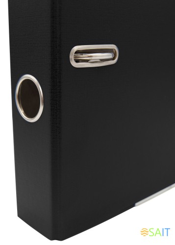 Папка-регистратор Silwerhof 355021-01 A4 75мм ПВХ/бумага черный мет.окант. сборная смен.карм. на кор.
