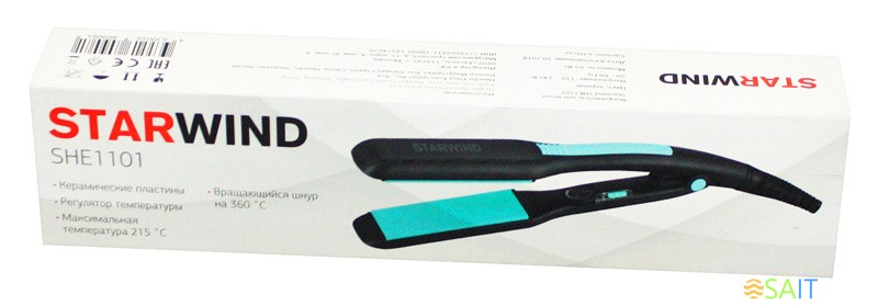 Выпрямитель Starwind SHE1101 65Вт черный макс.темп.:215С покрытие:керамическое