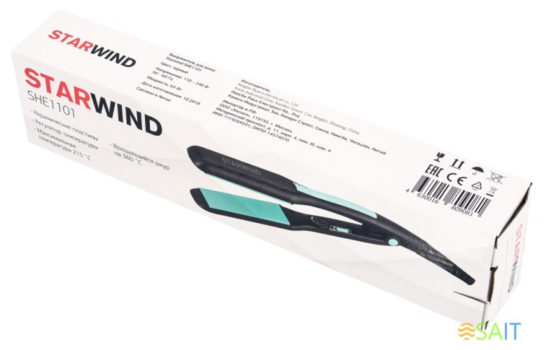 Выпрямитель Starwind SHE1101 65Вт черный макс.темп.:215С покрытие:керамическое