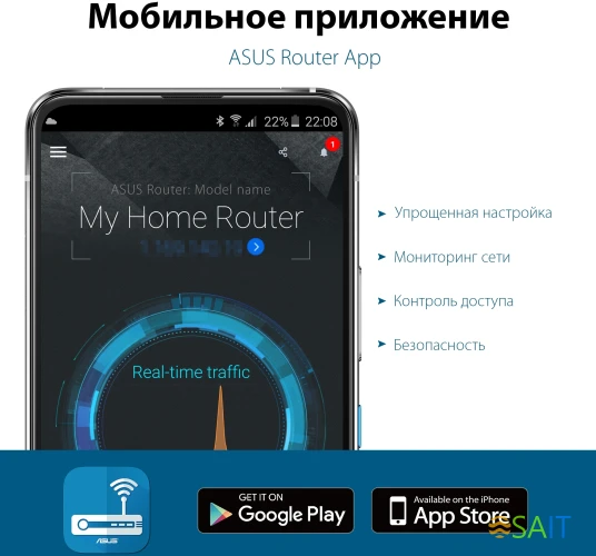 Роутер беспроводной Asus TUF-AX4200 AX4200 10/100/1000/2500BASE-TX/4G ready черный