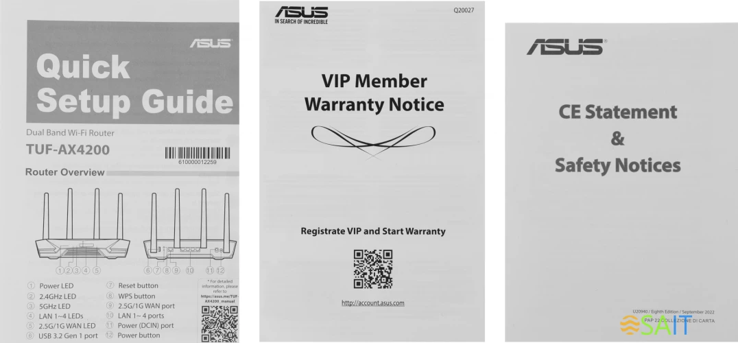 Роутер беспроводной Asus TUF-AX4200 AX4200 10/100/1000/2500BASE-TX/4G ready черный