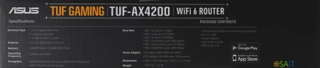 Роутер беспроводной Asus TUF-AX4200 AX4200 10/100/1000/2500BASE-TX/4G ready черный