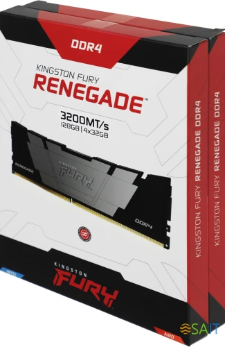 Память DDR4 4x32GB 3200MHz Kingston KF432C16RB2K4/128 Fury Renegade Black RTL Gaming PC4-25600 CL16 DIMM 288-pin 1.35В kit dual rank с радиатором Ret