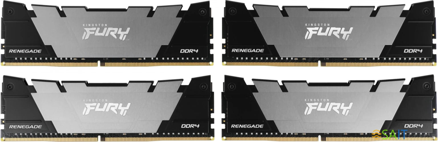 Память DDR4 4x32GB 3200MHz Kingston KF432C16RB2K4/128 Fury Renegade Black RTL Gaming PC4-25600 CL16 DIMM 288-pin 1.35В kit dual rank с радиатором Ret