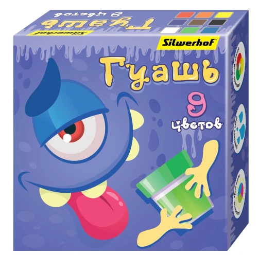 Гуашь Silwerhof Монстрики 9цв. бан. 20мл. картон.кор.