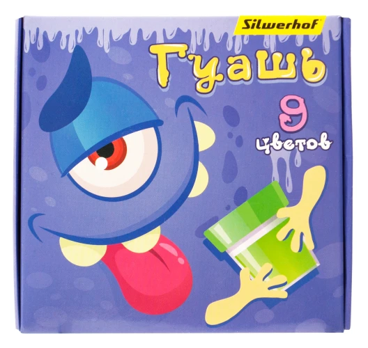 Гуашь Silwerhof Монстрики 9цв. бан. 20мл. картон.кор.
