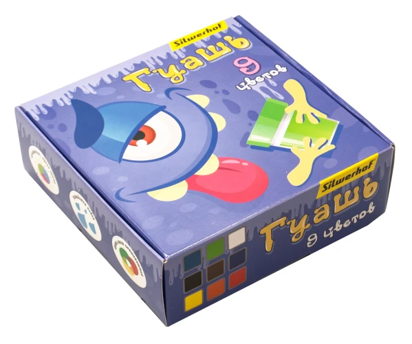 Гуашь Silwerhof Монстрики 9цв. бан. 20мл. картон.кор.