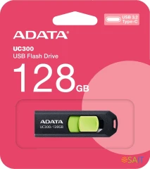 Флеш Диск A-Data 128Gb Type-C UC300 ACHO-UC300-128G-RBK/GN USB3.2 черный/зеленый