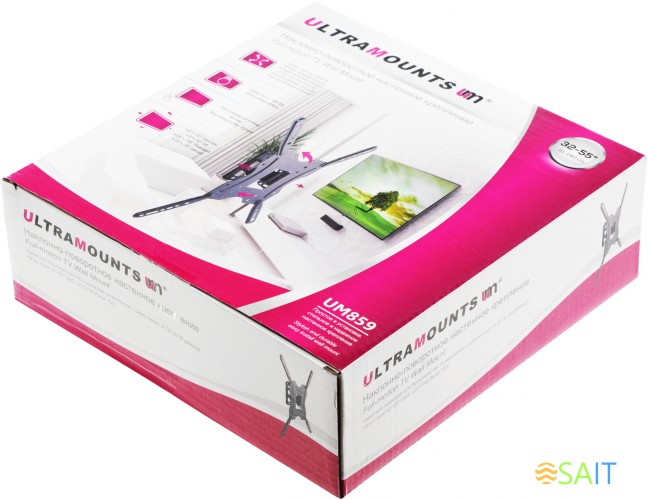 Кронштейн для телевизора Ultramounts UM859 черный 32"-55" макс.30кг настенный поворот и наклон