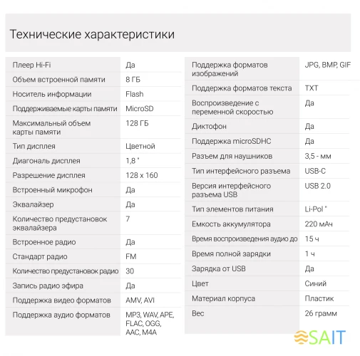 Плеер Hi-Fi Flash Digma B4 8Gb синий/1.8"/FM/microSDHC