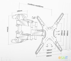 Кронштейн для телевизора Ultramounts UM907 черный 23"-55" макс.40кг настенный поворотно-выдвижной и наклонный