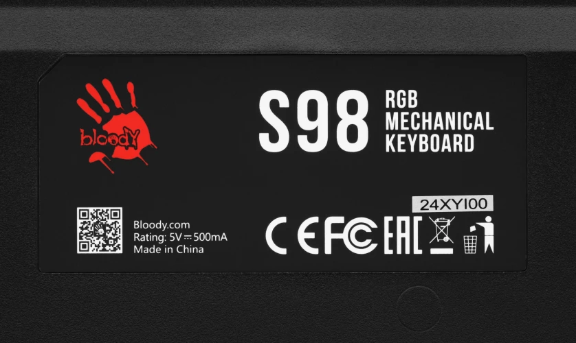 Клавиатура A4Tech Bloody S98 механическая красный/черный USB for gamer LED (SPORTS RED)