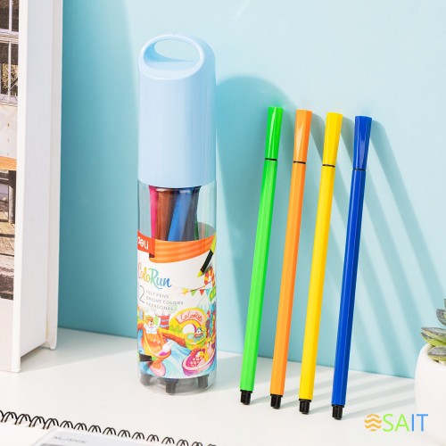 Фломастеры Deli EC156-12 ColoRun 12цв. пластиковая туба