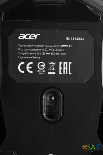 Мышь Acer OMW121 черный оптическая 6400dpi USB 6but (ZL.MCEEE.00U)
