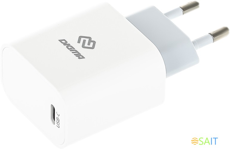 Сетевое зар./устр. Digma DGW2C 20W 3A (PD) USB-C универсальное белый (DGW2C0F010WH)