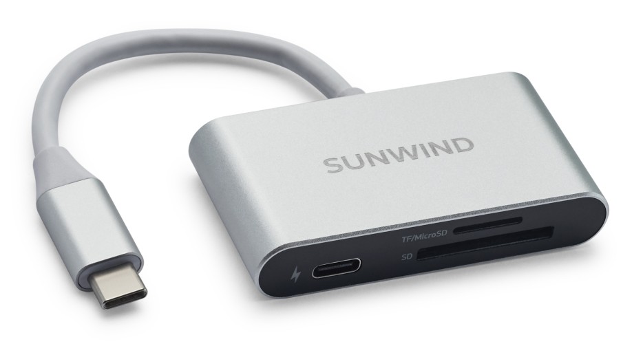 Устройство чтения карт памяти USB Type-C SunWind SW-CR051-S серебристый