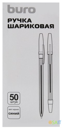 Ручка шариков. Buro прозрачный d=0.7мм син. черн. кор.карт. сменный стержень линия 0.5мм шестигр. без инд. Маркировки