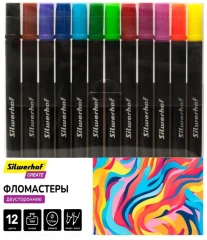Фломастеры для скетчинга Silwerhof Create 11.5мм 169мм двойной пиш. наконечник Вентилируемый 12цв. пакет с европодвесом