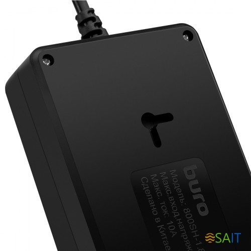 Сетевой фильтр Buro 800SH-3-B 3м (8 розеток) черный (коробка)