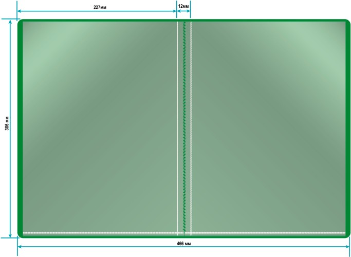 Папка с 10 прозр.вклад. Бюрократ -BPV10GRN A4 пластик 0.6мм торц.карм с бум. встав зеленый