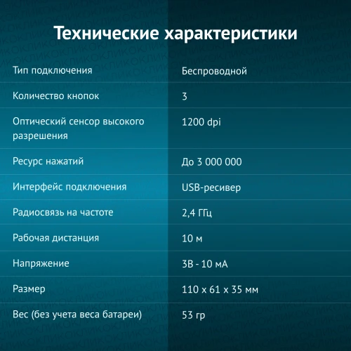 Мышь Оклик 540MW черный оптическая 1200dpi беспров. USB для ноутбука 3but (1175373)