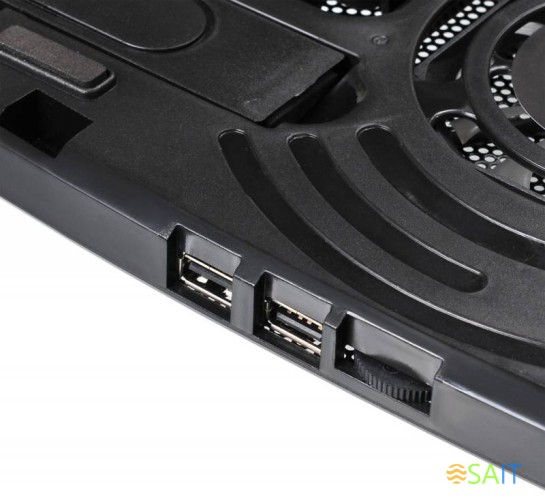 Подставка для ноутбука Buro BU-LCP156-B208 15.6"355x260x21мм 2xUSB 2x 80ммFAN 560г металлическая сетка/пластик черный