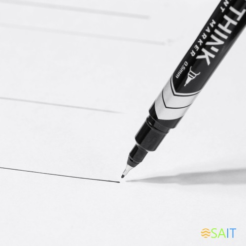 Маркер перманентный Deli EU211-BK Think двойной пиш. наконечник 0.5-1мм черный