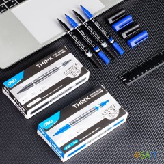 Маркер перманентный Deli EU211-BK Think двойной пиш. наконечник 0.5-1мм черный