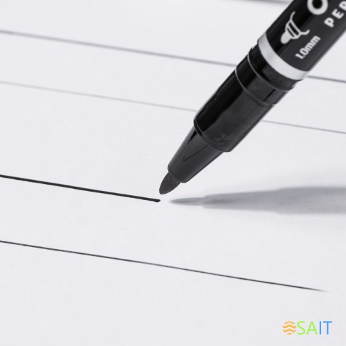 Маркер перманентный Deli EU211-BK Think двойной пиш. наконечник 0.5-1мм черный