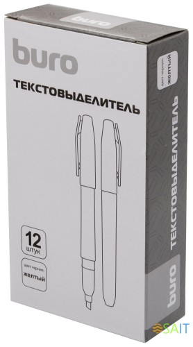 Текстовыделитель Buro Base скошенный пиш. наконечник 1-4мм желтый коробка