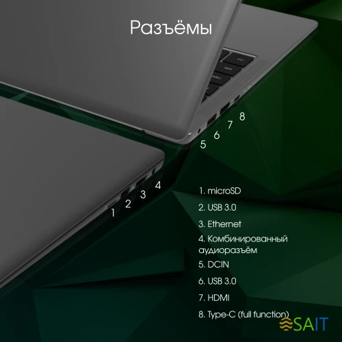 Ноутбук Digma Pro Sprint N Ryzen 5 5500U 8Gb SSD512Gb AMD Radeon 15.6" IPS FHD (1920x1080) Windows 11 Professional dk.grey WiFi BT Cam 4700mAh (DN15R5-8DXW05)