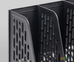 Лоток вертикальный Deli E9849 BLACK 4отд. сборный для бумаг 325x320x275мм черный пластик пластиковый пакет