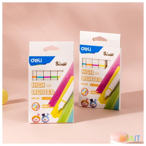 Набор текстовыделителей Deli EU13-6C Little Sinnger скошенный пиш. наконечник 1-4мм 6цв. коробка с европодвесом (6шт.)