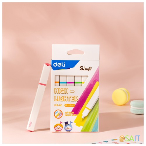 Набор текстовыделителей Deli EU13-6C Little Sinnger скошенный пиш. наконечник 1-4мм 6цв. коробка с европодвесом (6шт.)