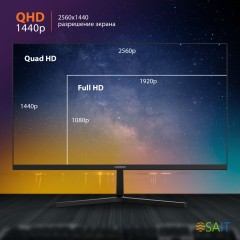 Монитор SunWind 27" SM-27QI201 черный IPS LED 16:9 HDMI M/M матовая 300cd 178гр/178гр 2560x1440 75Hz G-Sync DP 2K 4.3кг