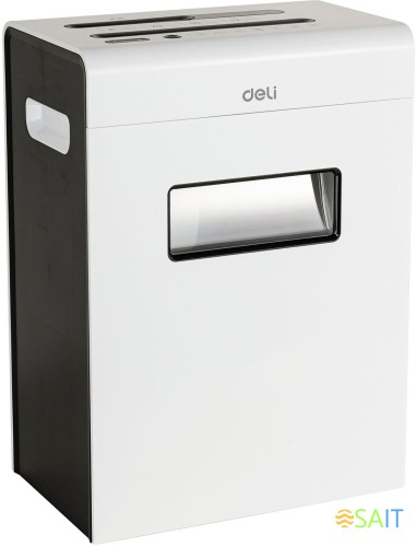 Шредер Deli E9903-EU белый/черный (секр.P-4) фрагменты 12лист. 23лтр. скрепки скобы пл.карты CD