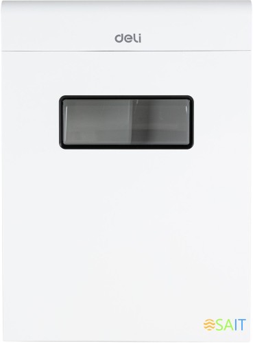 Шредер Deli E9903-EU белый/черный (секр.P-4) фрагменты 12лист. 23лтр. скрепки скобы пл.карты CD