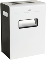 Шредер Deli E9903-EU белый/черный (секр.P-4) фрагменты 12лист. 23лтр. скрепки скобы пл.карты CD