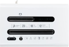 Шредер Deli E9903-EU белый/черный (секр.P-4) фрагменты 12лист. 23лтр. скрепки скобы пл.карты CD