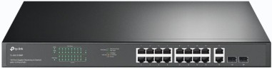 Коммутатор TP-Link TL-SG1218MP (L2) 18x1Гбит/с 2xКомбо(1000BASE-T/SFP) 16PoE+ 250W неуправляемый