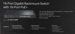 Коммутатор TP-Link TL-SG1218MP (L2) 18x1Гбит/с 2xКомбо(1000BASE-T/SFP) 16PoE+ 250W неуправляемый