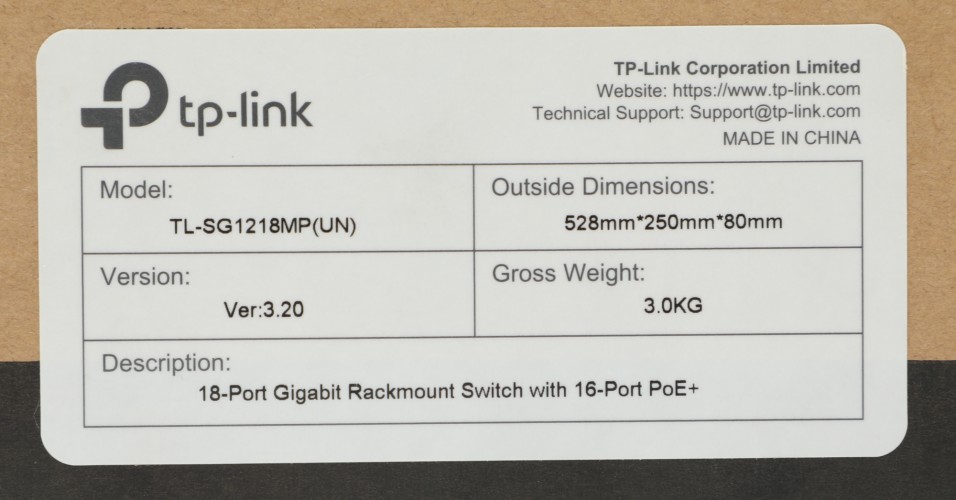 Коммутатор TP-Link TL-SG1218MP (L2) 18x1Гбит/с 2xКомбо(1000BASE-T/SFP) 16PoE+ 250W неуправляемый