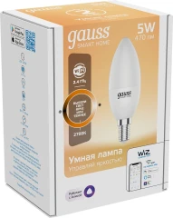 Умная лампа Gauss IoT Smart Home E14 5Вт 470lm Wi-Fi (упак.:1шт) (1100112)