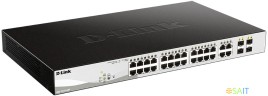 Коммутатор D-Link DGS-1210-28P/FL1A 28x1Гбит/с 4xКомбо(1000BASE-T/SFP) 24PoE 193W управляемый
