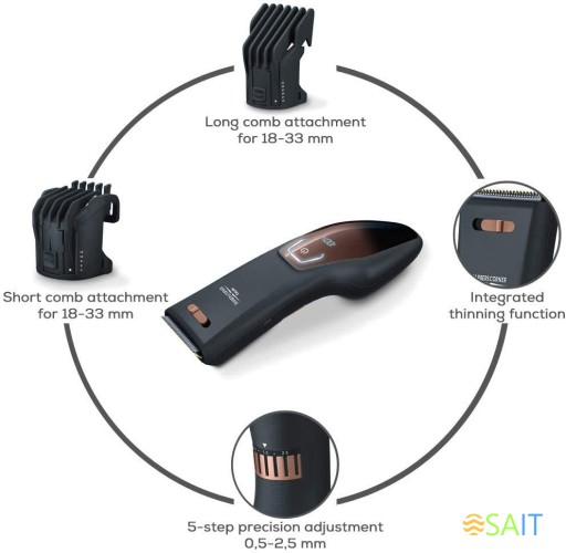 Машинка для стрижки Beurer HR5000 черный (насадок в компл:2шт)