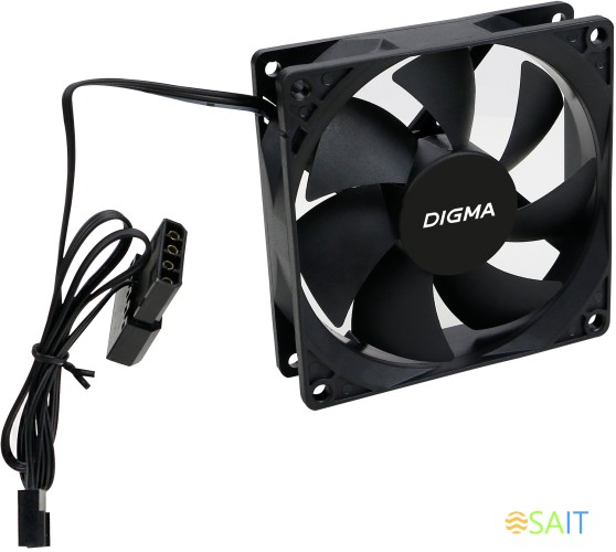 Вентилятор для корпуса Digma DFAN-90 90х90x25 черный 3-pin 4-pin (Molex) 23дБ Ret
