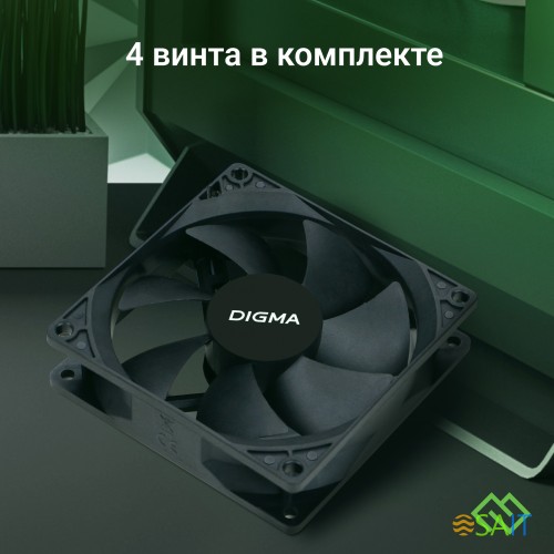 Вентилятор для корпуса Digma DFAN-90 90х90x25 черный 3-pin 4-pin (Molex) 23дБ Ret